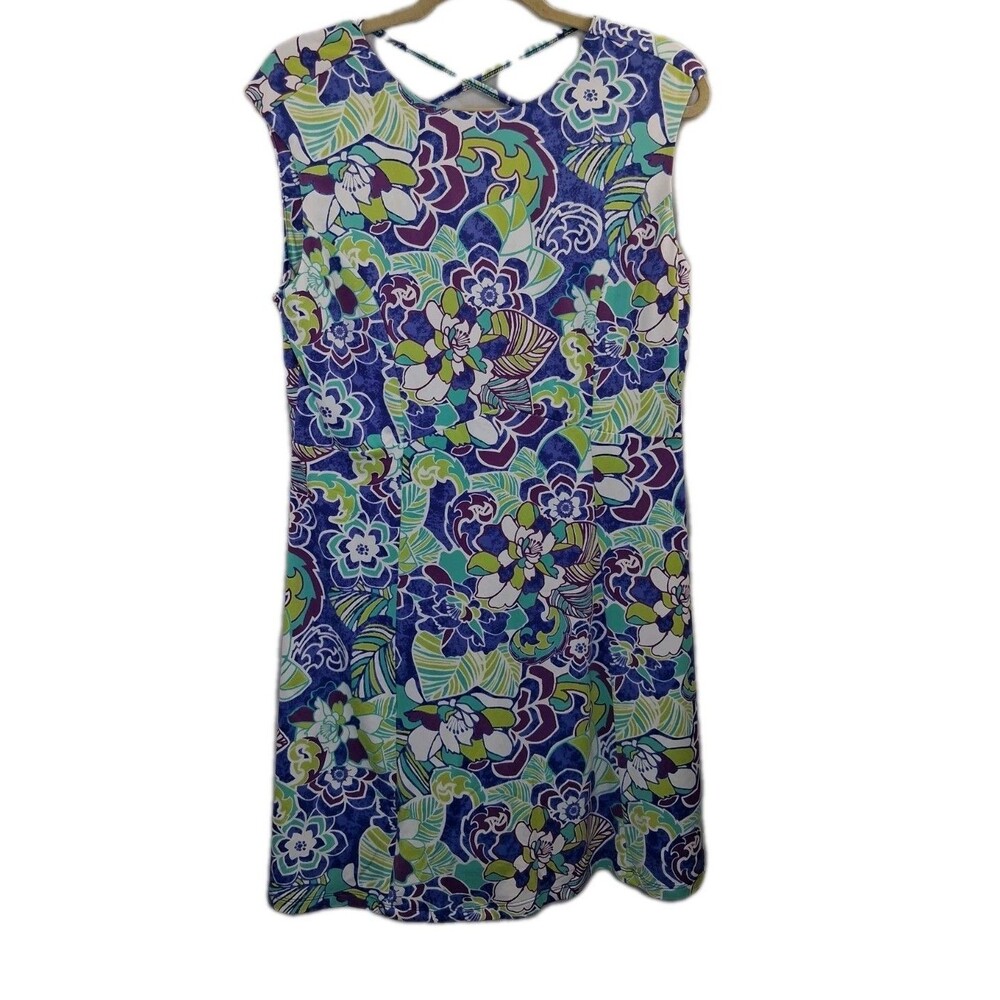 Title Nine NWT Athletic Sport Diamalete Dress Size L Floral Pocket Stretch